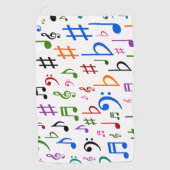 Veel kleurrijke muzieknoten en symbolen golfhanddoek (Voorkant)