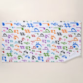 Veel kleurrijke Muzieknoten en symbolen Strandlaken (Voorkant)