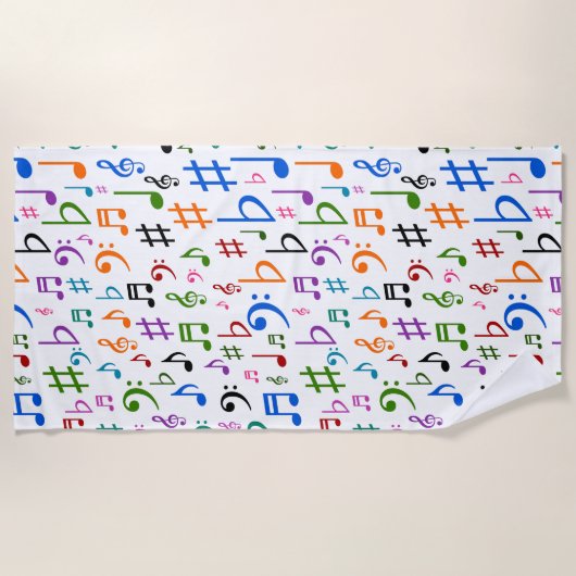 Veel kleurrijke Muzieknoten en symbolen Strandlaken (Voorkant)