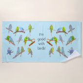 Veel kleurrijke paraketten - leuke kleine vogels strandlaken (Voorkant)