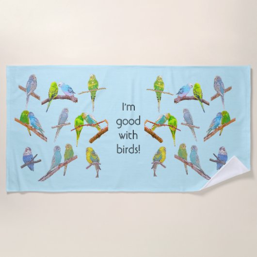 Veel kleurrijke paraketten - leuke kleine vogels strandlaken (Voorkant)