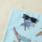 Veel kleurrijke paraketten - leuke kleine vogels strandlaken (In situ)