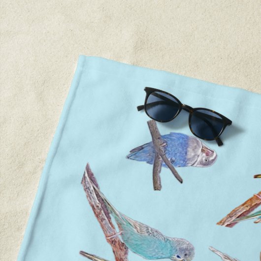 Veel kleurrijke paraketten - leuke kleine vogels strandlaken (In situ)