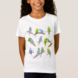 Veel kleurrijke paraketten - schattige kleine voge t-shirt
