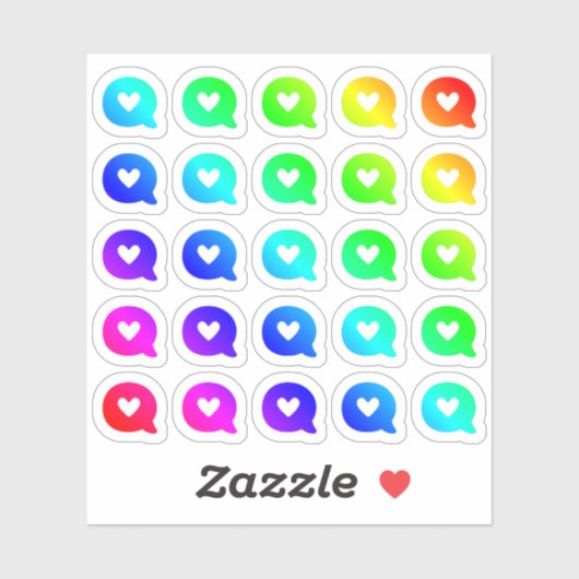 Veel kleurrijke spraak bubbels kleine regenboog vo sticker (Vel)