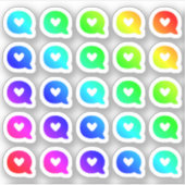 Veel kleurrijke spraak bubbels kleine regenboog vo sticker (Voorkant)