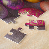 Veel kleurrijke versierde paaseieren legpuzzel (Zijkant)