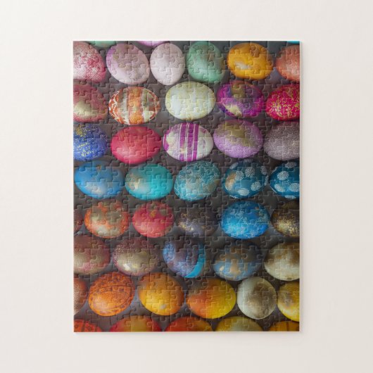 Veel kleurrijke versierde paaseieren legpuzzel (Verticaal)