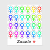 Veel kleurrijke Vrouw Geslachtssymbolen Tiny Rainb Sticker (Vel)