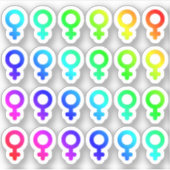 Veel kleurrijke Vrouw Geslachtssymbolen Tiny Rainb Sticker (Voorkant)