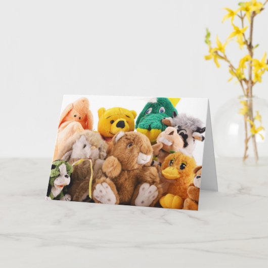 VEEL KNUFFELDIEREN ZEGGEN GELUKKIGE VERJAARDAG KAART (Gele Bloem)