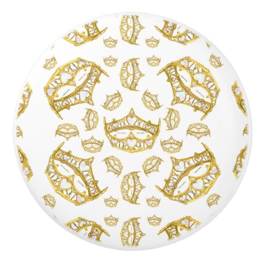 Veel koningin van hartengoud kroon tiara knob keramische knop (Voorkant)