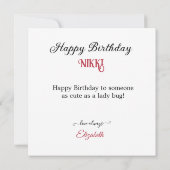 VEEL LADY BUGS KINDEREN VERJAARDAGSTAART KAART (Achterkant)