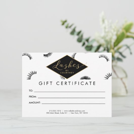 Veel Lash Salon White/Black Gift Kaart (Staand voorkant)