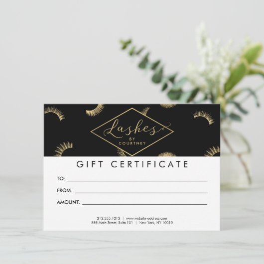 Veel Lashes Pattern Black/Gold Gift Certificate (Staand voorkant)