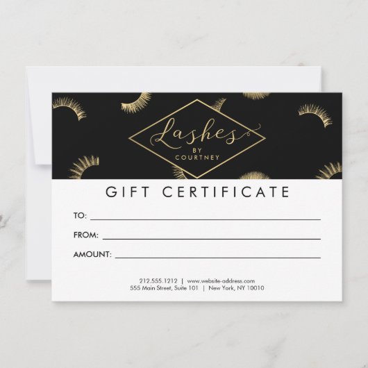 Veel Lashes Pattern Black/Gold Gift Certificate (Voorkant)