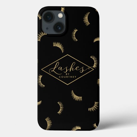 Veel Lashes Pattern Black/Gold persoonlijke Case-Mate iPhone Case (Achterkant)