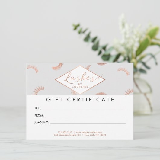 Veel Lashes Pattern Grey/Roos Gold Gift Kaart (Staand voorkant)