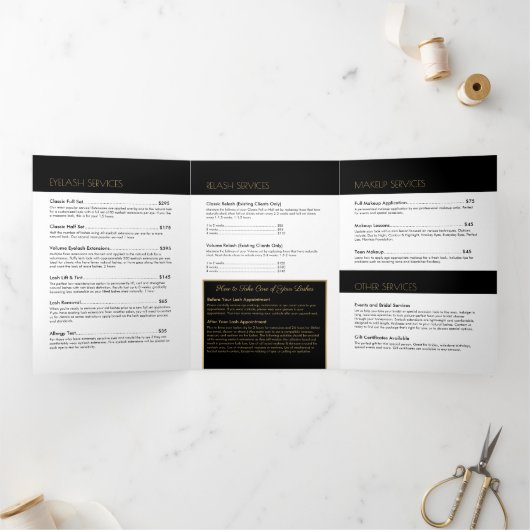 Veel Lashes Pattern Lash Salon Black Brochure Drieluik Kaart (Binnen)