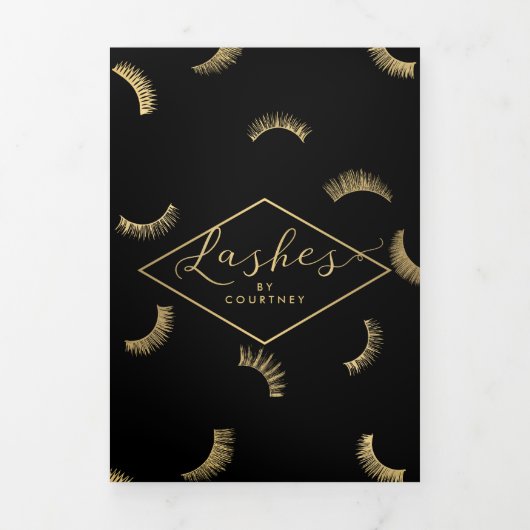 Veel Lashes Pattern Lash Salon Black Brochure Drieluik Kaart (Cover)