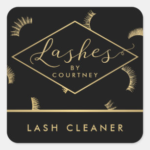 Veel Lashes Pattern Lash Salon Black/Gold Vierkante Sticker