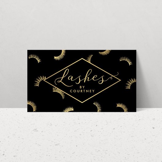 Veel Lashes Pattern Lash Salon Black/Gold Visitekaartje