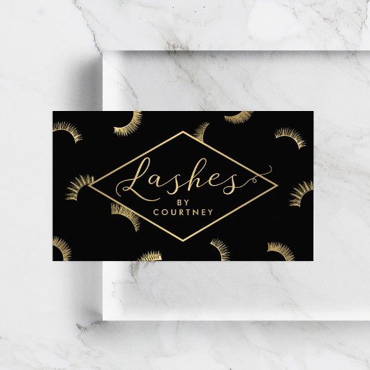 Veel Lashes Pattern Lash Salon Black/Gold Visitekaartje