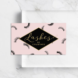Veel Lashes Pattern Lash Salon Pink/Black/Gold Visitekaartje