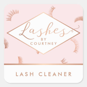 Veel Lashes Pattern Lash Salon Pink/Roos Gold Vierkante Sticker