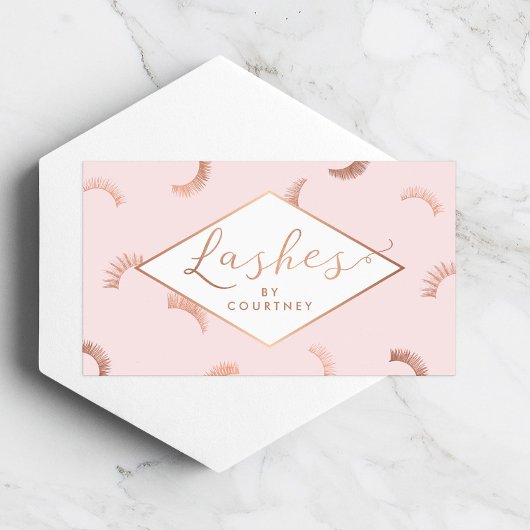 Veel Lashes Pattern Lash Salon Pink/Roos Gold Visitekaartje