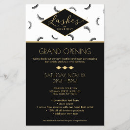 Veel Lashes Pattern Lash Salon White/Black/Gold Flyer