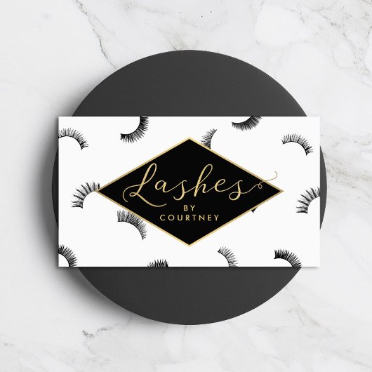 Veel Lashes Pattern Lash Salon White/Black/Gold Visitekaartje