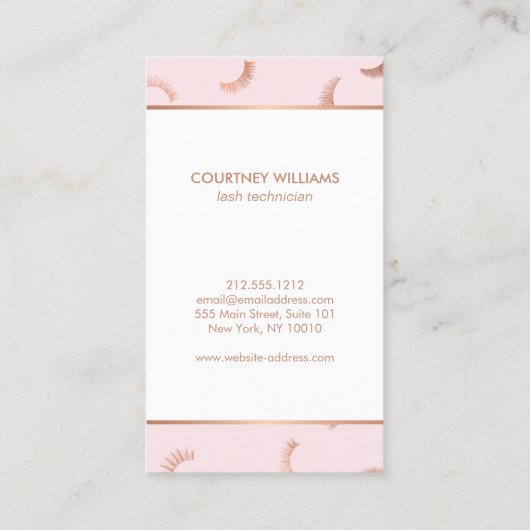 Veel Lashes Salon Pink/Roos Gold Afspraak Afsprakenkaartje (Achterkant)