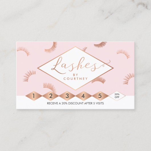 Veel Lashes Salon Roze/Roos Goud Loyaliteit Klantenkaartje (Voorkant)