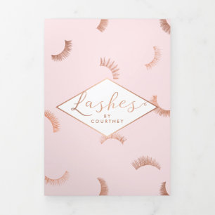 Veel Lashes Salon Roze/Roos Gouden Brochure Drieluik Kaart