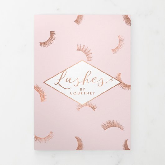 Veel Lashes Salon Roze/Roos Gouden Brochure Drieluik Kaart (Cover)