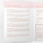 Veel Lashes Salon Roze/Roos Gouden Brochure Drieluik Kaart (Binnenzijde eerst)
