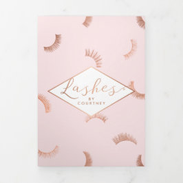 Veel Lashes Salon Roze/Roos Gouden Brochure Drieluik Kaart
