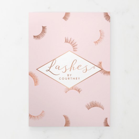 Veel Lashes Salon Roze/Roos Gouden Brochure Drieluik Kaart (Cover)