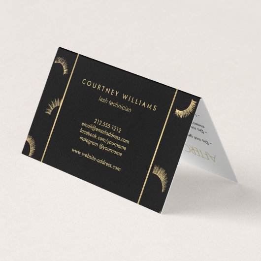 Veel Lashes Salon Roze/Zwart Nazorg Visitekaartje (Achterkant)