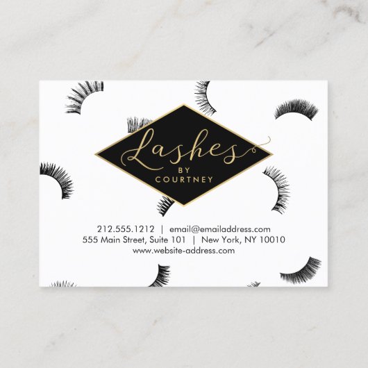 Veel Lashes Salon Wit/Zwart Nazorg Kaart Visitekaartje (Achterkant)