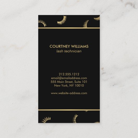 Veel Lashes Salon Zwart/Goud Afspraak Afsprakenkaartje (Achterkant)