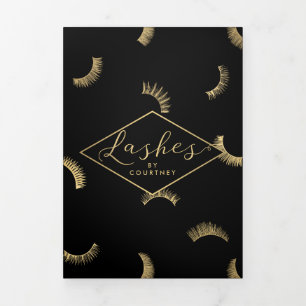 Veel Lashes Salon Zwart/Goud Brochure Drieluik Kaart