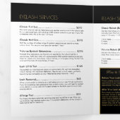 Veel Lashes Salon Zwart/Goud Brochure Drieluik Kaart (Binnenzijde eerst)