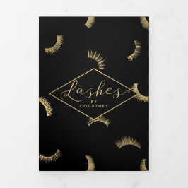 Veel Lashes Salon Zwart/Goud Brochure Drieluik Kaart