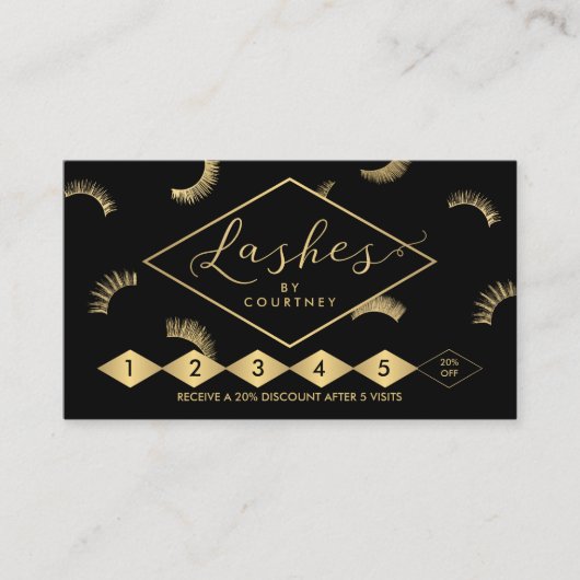 Veel Lashes Salon Zwart/Goud Loyalty Kaart (Voorkant)