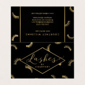 Veel Lashes Salon Zwart/Goud Nazorg Visitekaartje (Buitenkant ongevouwen)