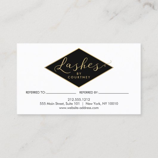 Veel Lashes Salon Zwart/Goud Verwijzing (Achterkant)