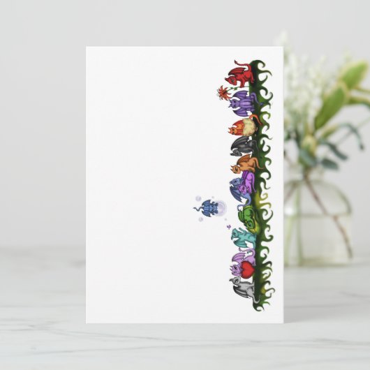 veel leuke dragons uitnodiging (Staand voorkant)