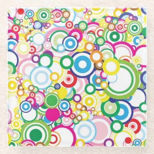 Veel levendige cirkels glazen onderzetter (Voorkant)
